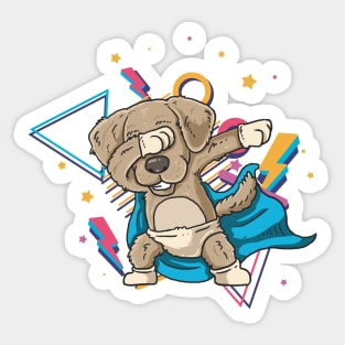 Dabbing Dog 80s retro Style Dab Gift Sticker